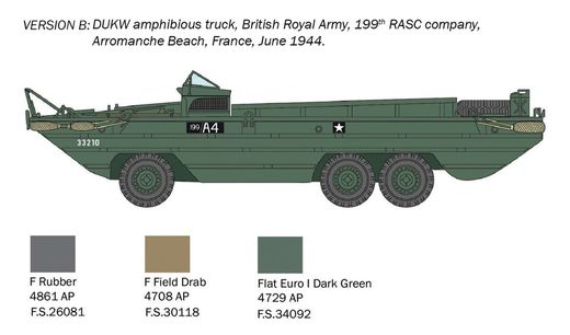 Maquette militaire : DUKW 2 1/2 tonnes version amphibie "D-Day" 1/72 - Italeri 7022