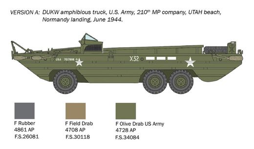Maquette militaire : DUKW 2 1/2 tonnes version amphibie "D-Day" 1/72 - Italeri 7022