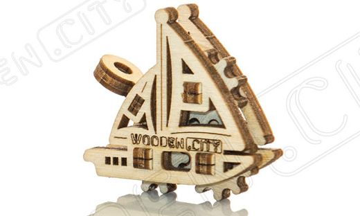 Puzzle 3D / Maquette bois - Porte-clef bateaux - Wooden City WR331 - Voilier