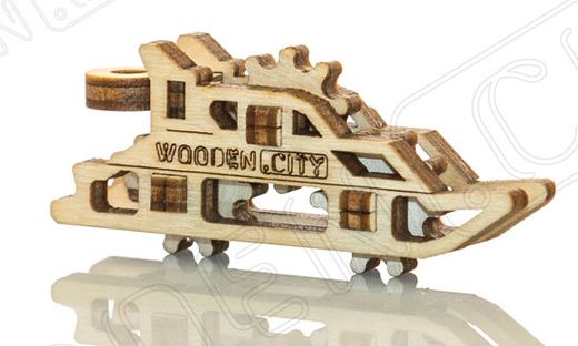 Puzzle 3D / Maquette bois - Porte-clef bateaux - Wooden City WR331- Yacht