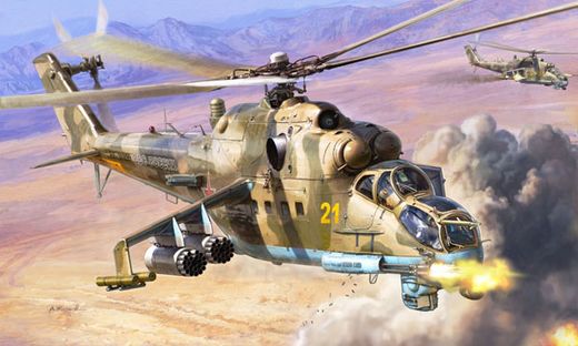 Maquette d'hélicoptère militaire : Mil Mi-24P Hind F - 1/48 - Zvezda 04812 4812