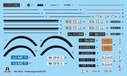 Maquette voiture : VW Golf GTI Série 1 1976‐78 ‐ 1/24 - Italeri 3622 03622