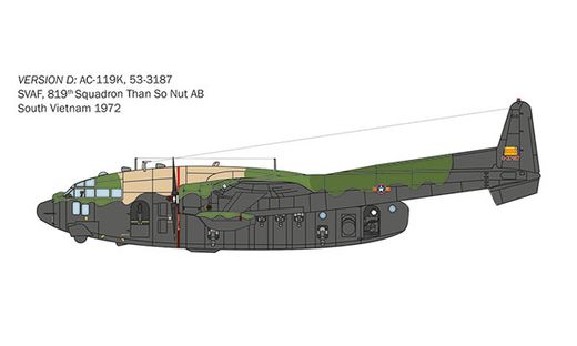 Maquette avion : AC-119K Stinger 1/72 - Italeri 1468