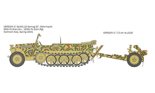 Maquette militaire : Sd.Kz10 et obusier Le IG18 et soldats 1/35 - Italeri 6595