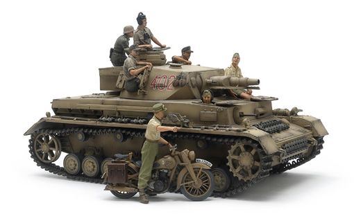 Maquette Panzer IV Ausf.F, figurines et moto - Tamiya 25208