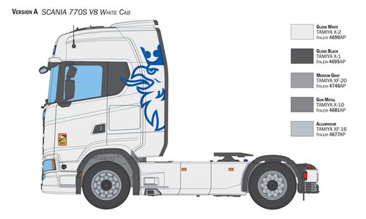 Maquette camion : Scania 770 S V8 "White Cab" 1/24 - Italeri 3965