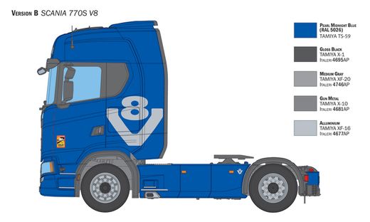 Maquette camion : Scania 770 S V8 "White Cab" 1/24 - Italeri 3965