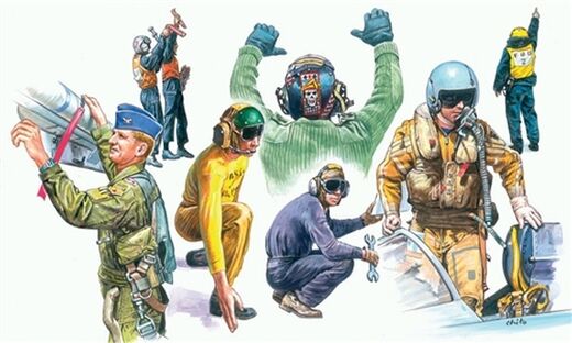 Figurines militaires : Pilotes et mécaniciens OTAN au 1/72 - Italeri 01246 1246