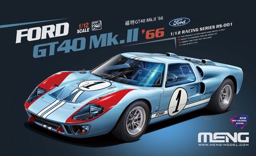 Maquette voiture : "Ford GT40 Mk.II 66 (Pre colored Edition) - 1:12 - Meng RS001 RS-001