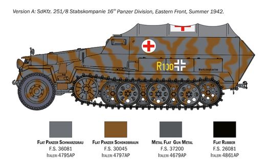 Maquette militaire : Sd.Kfz.251/8 Ambulance - 1:72 - Italeri 07077 7077