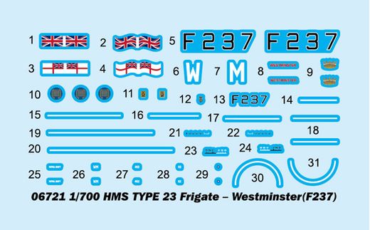 Maquette navire : HMS TYPE 23 Frigate Westminster(F237) - 1:700 - Trumpeter 6721, 06721