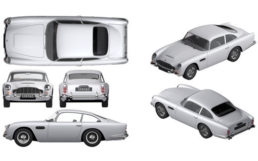 Maquette voiture : Medium Starter Set - Aston Martin DB5 Silver - 1:32 - Airfix 50089B 50089 - france-maquette.fr