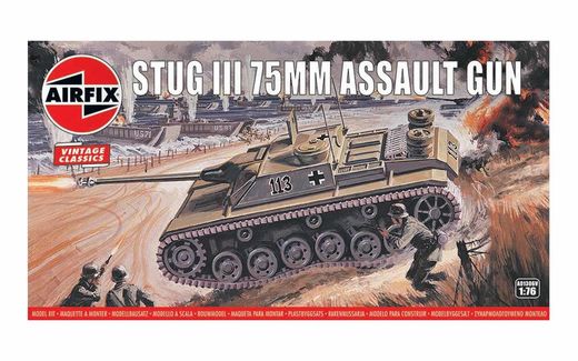 Maquette de véhicule militaire : Vintage Classics - Stug III 75mm Assault Gun - 1:76 - Airfix 01306 1306 - France-Maquette.fr