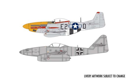 Maquette chasseurs : Messerschmitt Me262 & P-51D Mustang Dogfight Double - 1:72 - Airfix 050183 50183 - france-maquette.fr