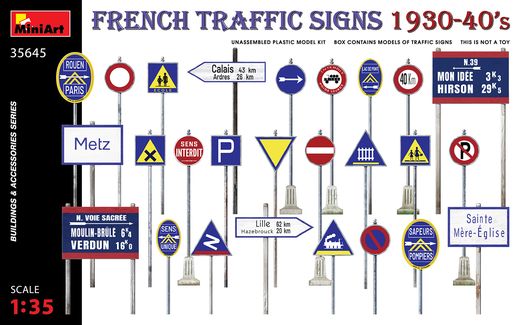 Décor miniature : Panneaux de signalisation français 1930-40 - 1/35 - Miniart 35645