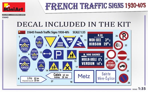 Décor miniature : Panneaux de signalisation français 1930-40 - 1/35 - Miniart 35645