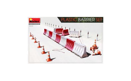 Décor miniature : Barrières routières en plastique - 1/35 - Miniart 35634