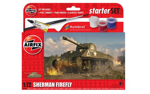Maquette tank : Small Beginners Set Sherman Firefly - 1:72 - Airfix 055003 55003