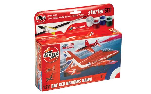 Maquette avion militaire : Small Beginners Set Red Arrows Hawk - 1:72 - Airfix 55002