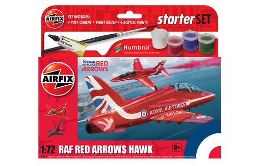 Maquette avion militaire : Small Beginners Set Red Arrows Hawk - 1:72 - Airfix 55002