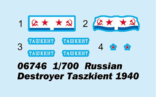 Maquette bateau : Destroyer russe Taszkient 1940 1/700 - Trumpeter 6746