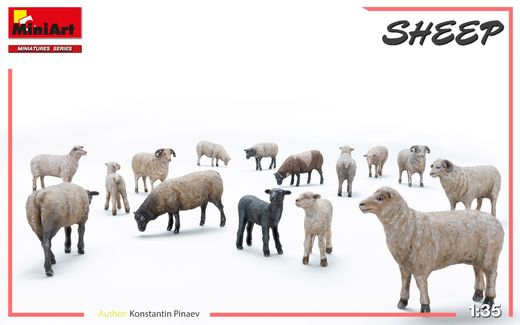 Figurines d'animaux : Moutons 1/35 - Miniart 38042
