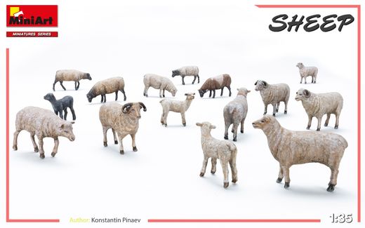 Figurines d'animaux : Moutons 1/35 - Miniart 38042