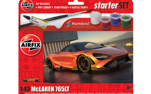 Maquettes voiture de sport : Starter set Mc Laren 765LT 1/43 - Airfix A55006