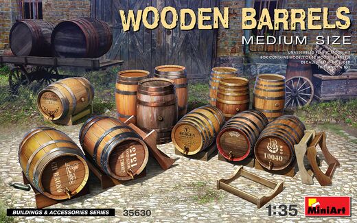 Décor miniature : Lot de 12 barils en bois au 1/35 - Miniart 35630