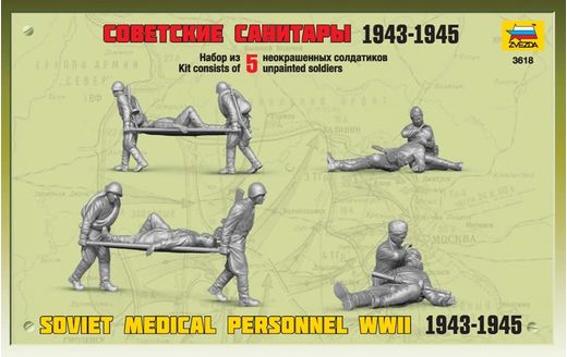 Figurines militaires : Infirmiers sovietiques WWII - 1/35 - Zvezda 3618 03618 - france-maquette.fr