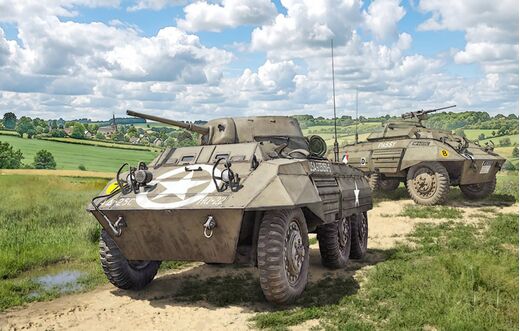 Maquette de char américain : M8 Greyhound / Véhicule utilitaire blindé M20 au 1/72 - Italeri 07087 - 7087