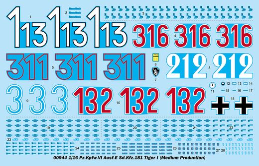Maquette militaire : Pz.Kpfw.VI Ausf.E Sd.Kfz.181 Tiger I 1/16 (Medium Production)  - Trumpeter 00944