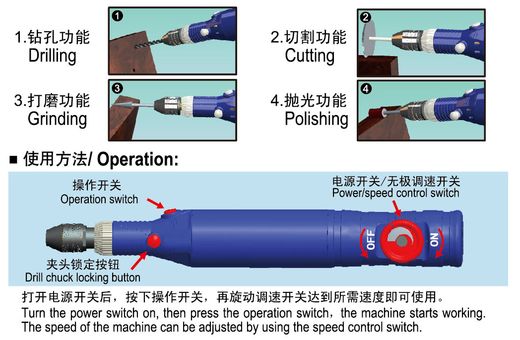 Outil de modélisme : Micro perceuse / ponceuse sans fil - MasterTools 8024