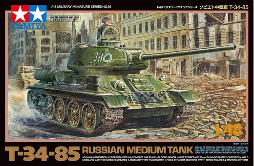 Maquette char d'assaut : Char Moyen Russe T‐34/85 - 1/48 - Tamiya 32599