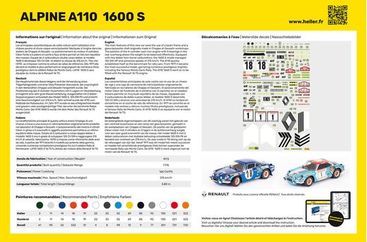 Maquette voiture française Alpine A110 - 1:24 -  Heller 56745