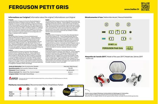 Maquette de tracteur : Coffret Ferguson "Petit gris" - 1/24 - Heller 57401