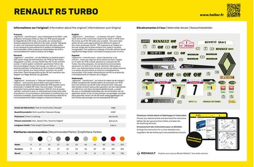 Maquette voiture française Renault R5 Turbo - 1:24 - Heller 80717