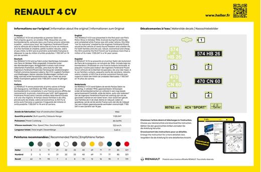 Maquette française RENAULT 4 CV - 1/24 - Heller 80762