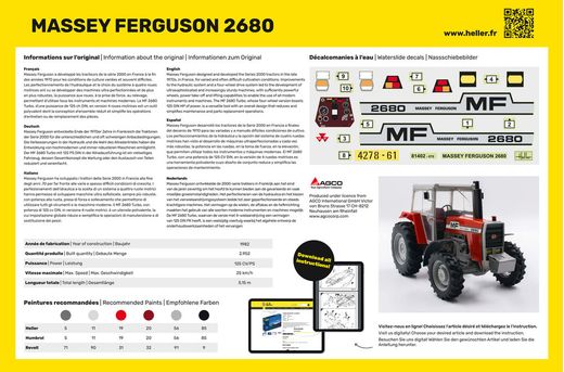 Maquette tracteur Massey Fergusson 2680 1:24 - Heller 81402