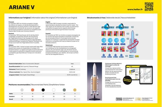 Maquette aéronautique : Fusée Ariane 5 - 1/125 - Heller 80441