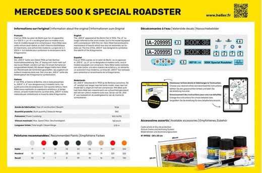 Maquette voiture : Starter Kit 500K Special Roadster 1/24 - Heller 56710