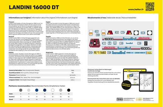 Maquette tracteur italien LANDINI 16000 DT in 1/24 - Heller 81403