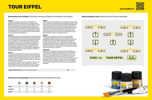 Maquette architecture : Starter Kit Tour Eiffel - 1:650 - Heller 57201