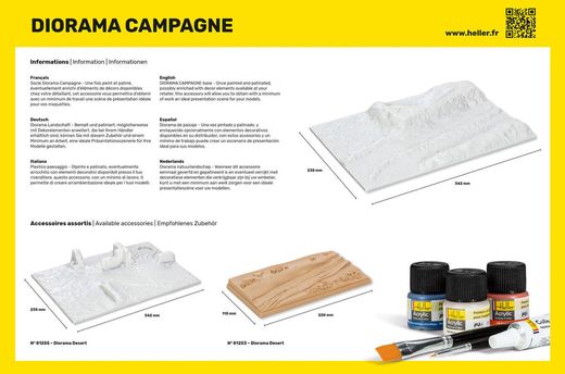 Socle de diorama campagne à peindre et décorer - 1/35 - Heller 81254
