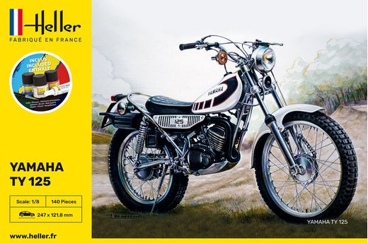 Maquette moto : Starter Kit - Yamaha TY 125 - 1:8 - Heller 56902