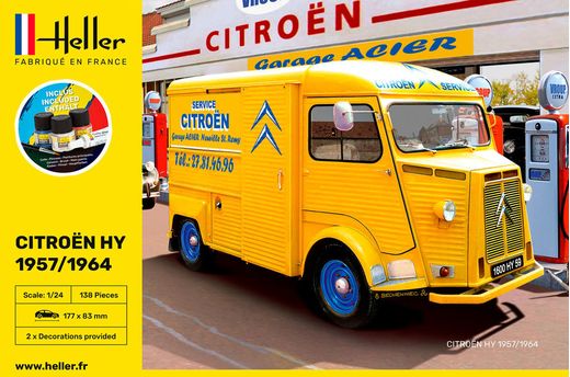 Maquette voiture de collection : Starter Kit Citroën Type H 2 - 1/24 - Heller 56744