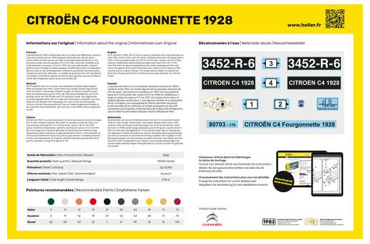 Maquette voiture de collection : Citroën C4 Fourgonnettes 1928 - 1:24 - Heller 80703