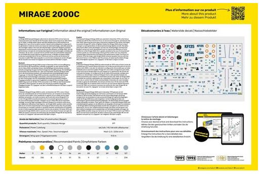 Maquette avion militaire : Starter Kit Mirage 2000 C 1/48 - Heller 56426