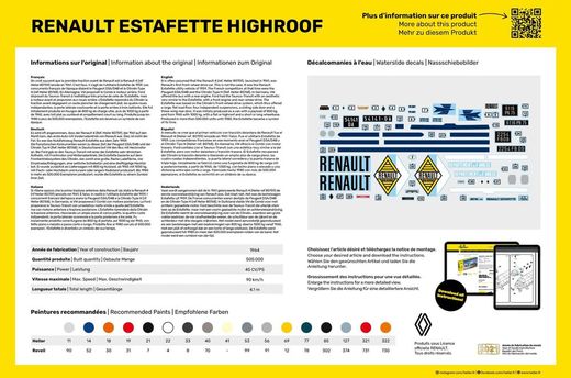 Maquette camionette : Renault Estafette toit surélevé 1/24 - Heller 80740