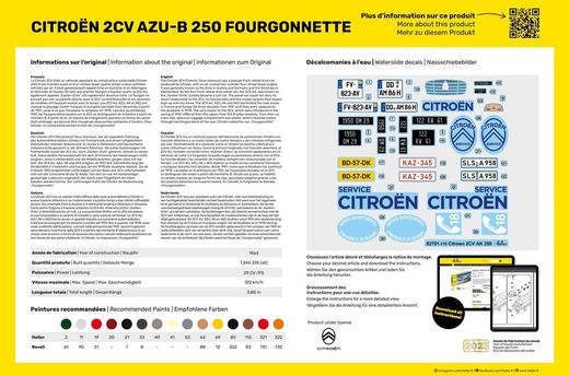 Maquette voiture de collection : Citroen 2CV Fourgonnette AK 250 1/24 - Heller 82701